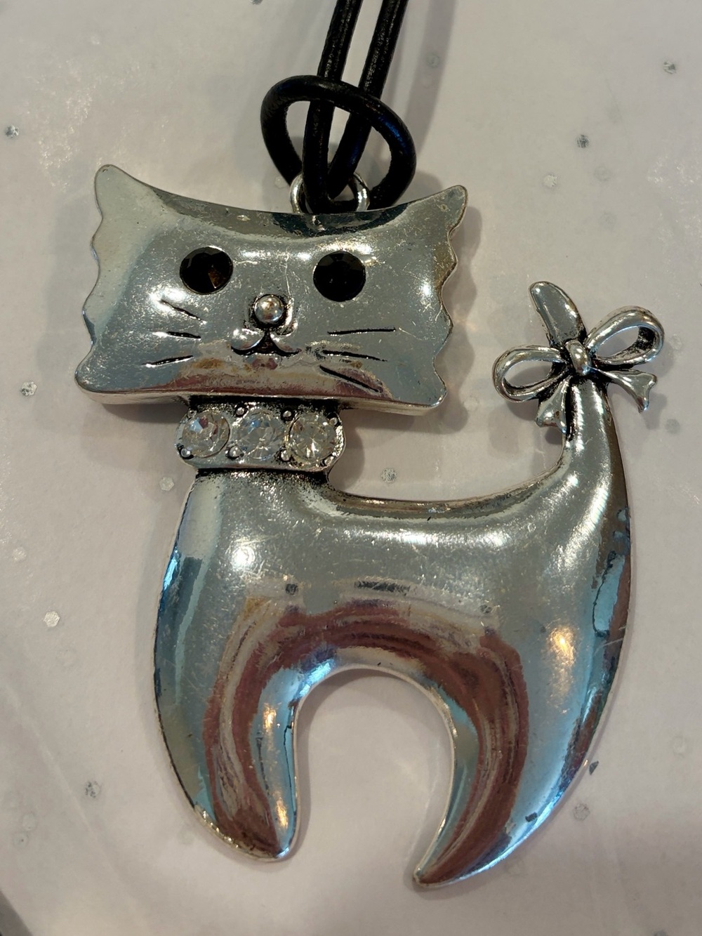 Silver Cat Pendant Necklace for Cats Lovers - Silver - Picture 2 of 4